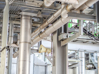 Piping and insulation of steam in boiler systems for industrial zone in Combined-Cycle Co-Generation Power Plant with closed up high