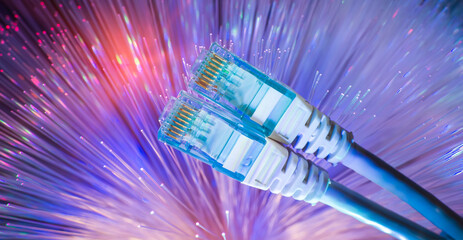 Ethernet cable lan internet wire data connection. Networking and communication