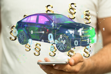 Car insurance concept with car in hands