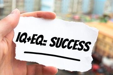 IQ+EQ= SUCCESS sign write on paper - obrazy, fototapety, plakaty