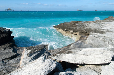 Grand Bahama Eroded Shore And Industrial Ships