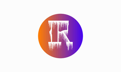 R melted letter logo design. typography vector art