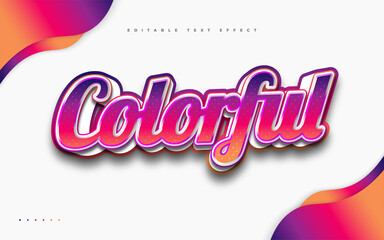 Bold Colorful Text Style with Embossed Effect. Editable Text Style Effect