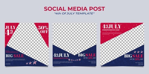 Modern social media post banner template design for US independence day celebration