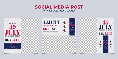 Modern social media post banner template design for US independence day celebration