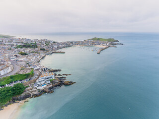 Obraz premium Aerial view of St Ives in Cornwall
