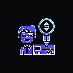 Bank Check blue gradient vector icon
