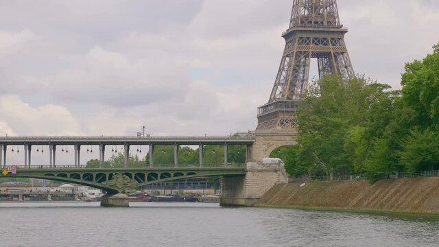 Ship POV on Eiffel tower in Paris in 4k slow motion 60fps