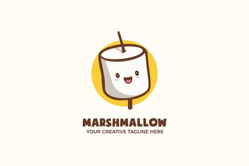 Cute Marshmallow Candy Mascot Character Logo Template