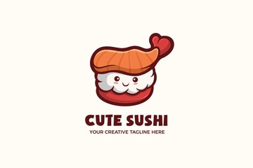 Little Cute Sushi Mascot Character Logo Template