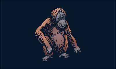 Sumatran orangutan on dark background © Janja