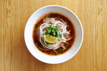 Vietnamese rice noodle ,spicy noodle dish 