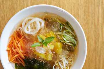 Cold vegetable ramen, Vietnamese food 