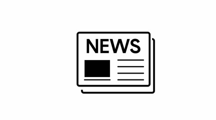 News Icon. Vector isolated black and white illustration of a newspaper