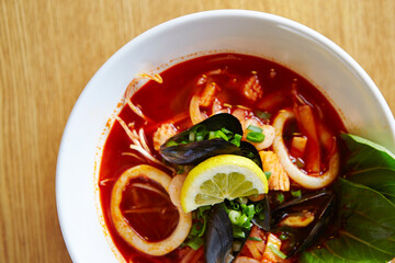 Vietnamese rice noodle ,spicy noodle dish 