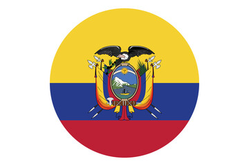Circle flag vector of Ecuador on white background.