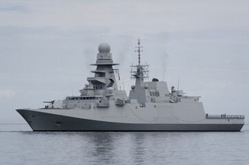 WARSHIP - Guided missile frigate on the sea