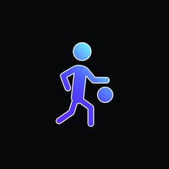 Basketball Player Silhouette With The Ball blue gradient vector icon