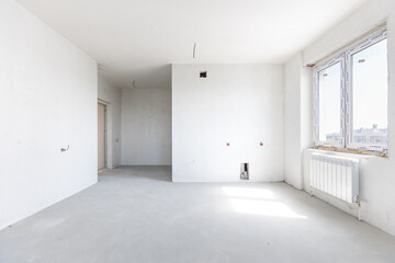 interior of the apartment without decoration in gray colors