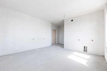 interior of the apartment without decoration in gray colors