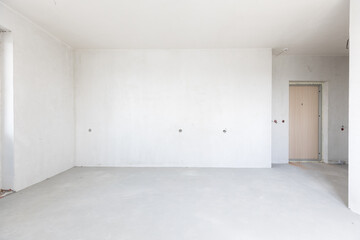 interior of the apartment without decoration in gray colors