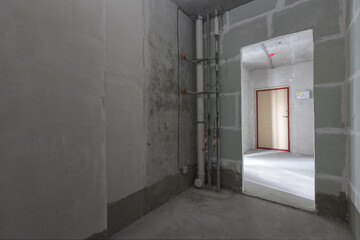 interior of the apartment without decoration in gray colors