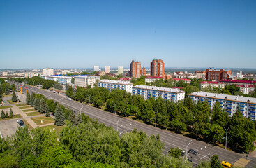 Russia the city of Ufa Oktyabrya avenue top view