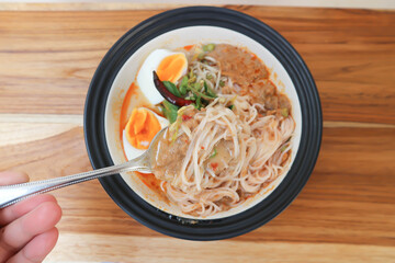 noodles ,Thai noodles with boiled egg and vegetable