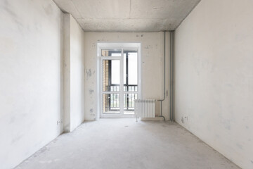interior of the apartment without decoration in gray colors