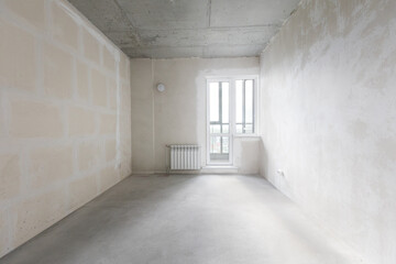 interior of the apartment without decoration in gray colors