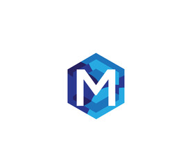 Triangle M Alphabet Blue Mix Colors Logo Design