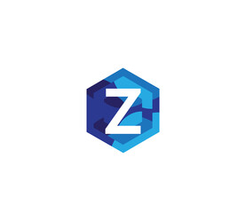Triangle Z Alphabet Blue Mix Colors Logo Design