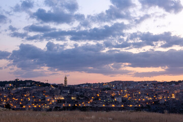Matera at night The city of stones. A landscape in Basilicata