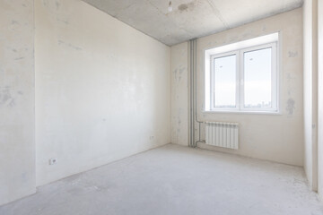 interior of the apartment without decoration in gray colors