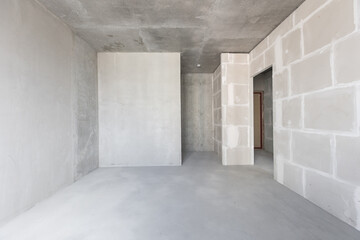 interior of the apartment without decoration in gray colors