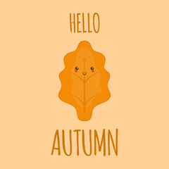 Autumn leaf. Hello, Autumn. Vector illustration.