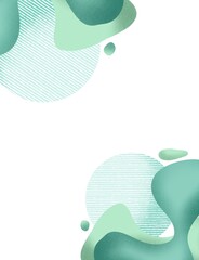 Hand drawing abstract shapes papercut style poster copy space frame. Green free forms. Use for poster, card, postcard, print, banner, invitation, wedding, template