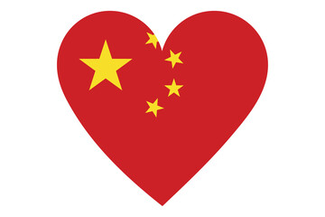 Heart flag vector of China on white background.
