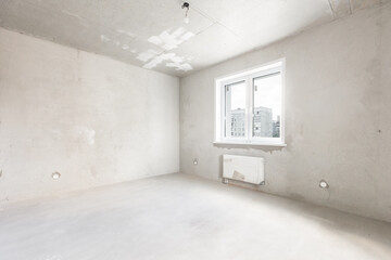 interior of the apartment without decoration in gray colors