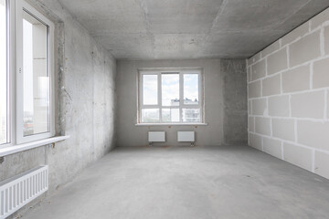 interior of the apartment without decoration in gray colors