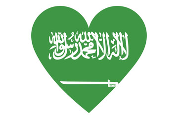 Heart flag vector of Saudi Arabia on white background.