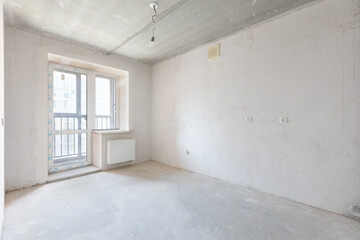 interior of the apartment without decoration in gray colors