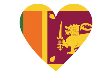 Heart flag vector of Sri Lanka on white background.