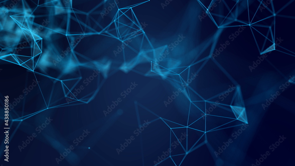 Fototapete Abstract network background seamless loop 4k. Global business network concept. High tech animation with space digital plexus mesh. Triangles and lines with dots.
