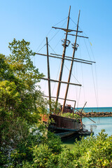 Last resting place of the old, rusting ship