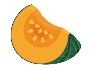 1/8に切ったかぼちゃのイラスト_断面