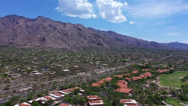 Aerial View Of Community Buildings Of Catalina Foothills In Tucson, Pima County, Arizona, United States.