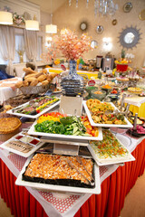 area with fresh fruit at a buffet in the restaurant
