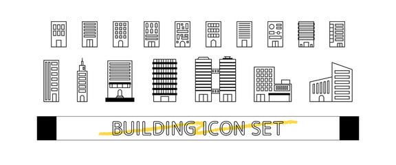 様々な建物のシンプルなベクターアイコンセット © id_pluto