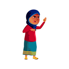 angry islamic girl child shouting on sister cartoon vector. angry islamic girl child shouting on sister character. isolated flat cartoon illustration